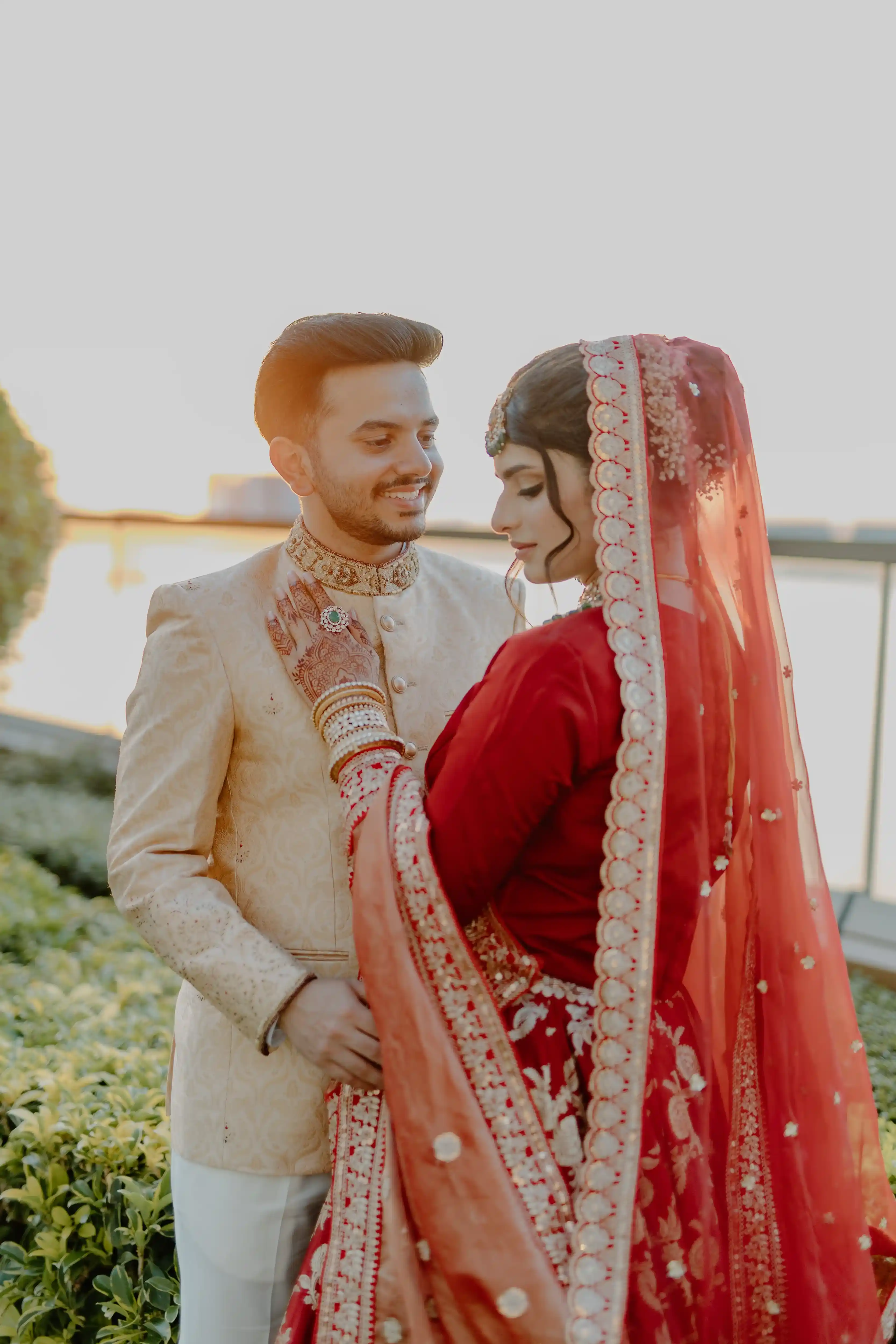 Mughees and Dania share a romantic moment during their destination wedding Nikaah in Hong Kong.